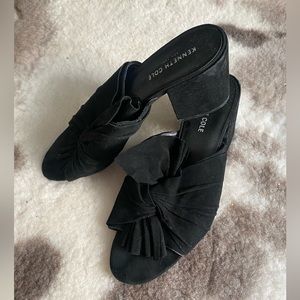 elegant ribbon mule heels